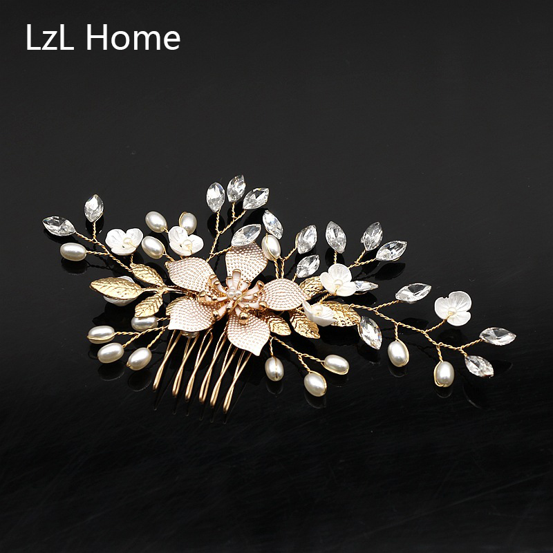 

Forest Department Wedding Bride Hair Comb Insert Comb Flower Alloy Pearl Jewelry Party Dress Matching Headdress