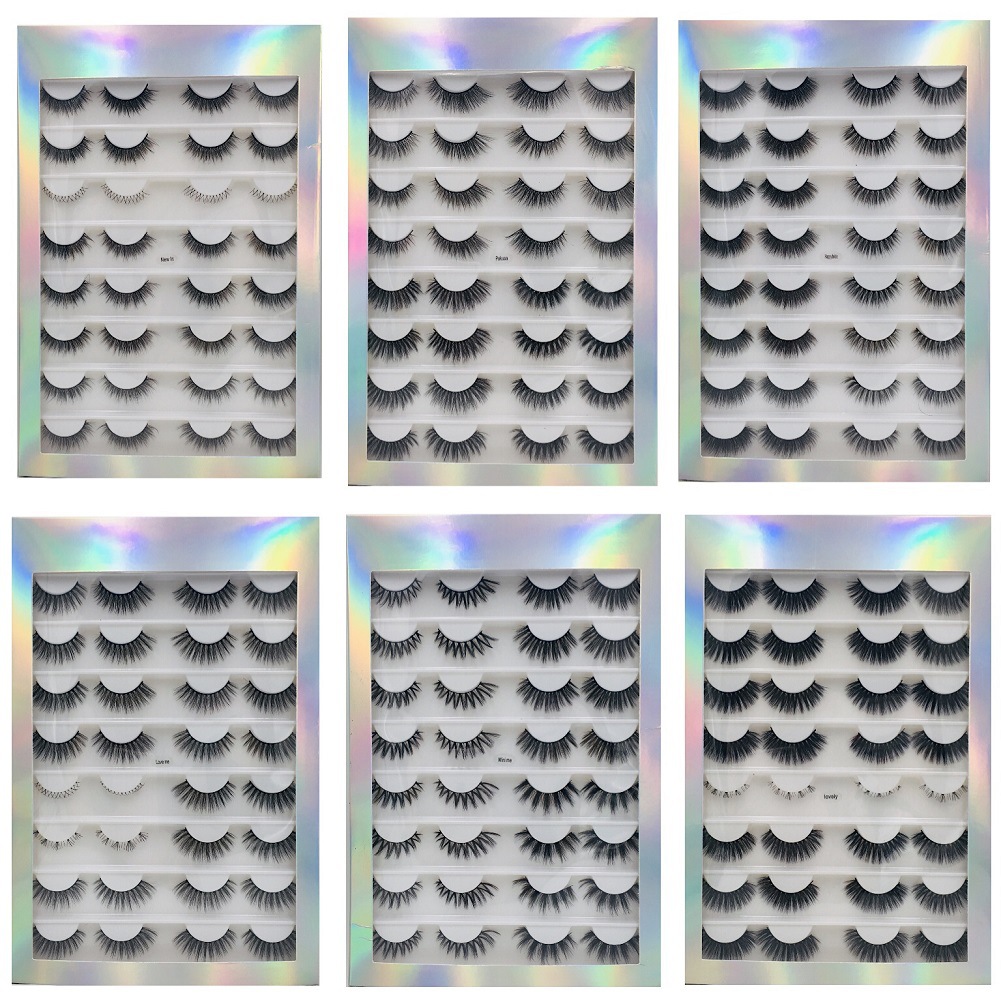 16 paires Multipack 3D doux Faux vison Faux cils faits à la main vaporeux moelleux longs cils outils de maquillage des yeux naturels Faux cils