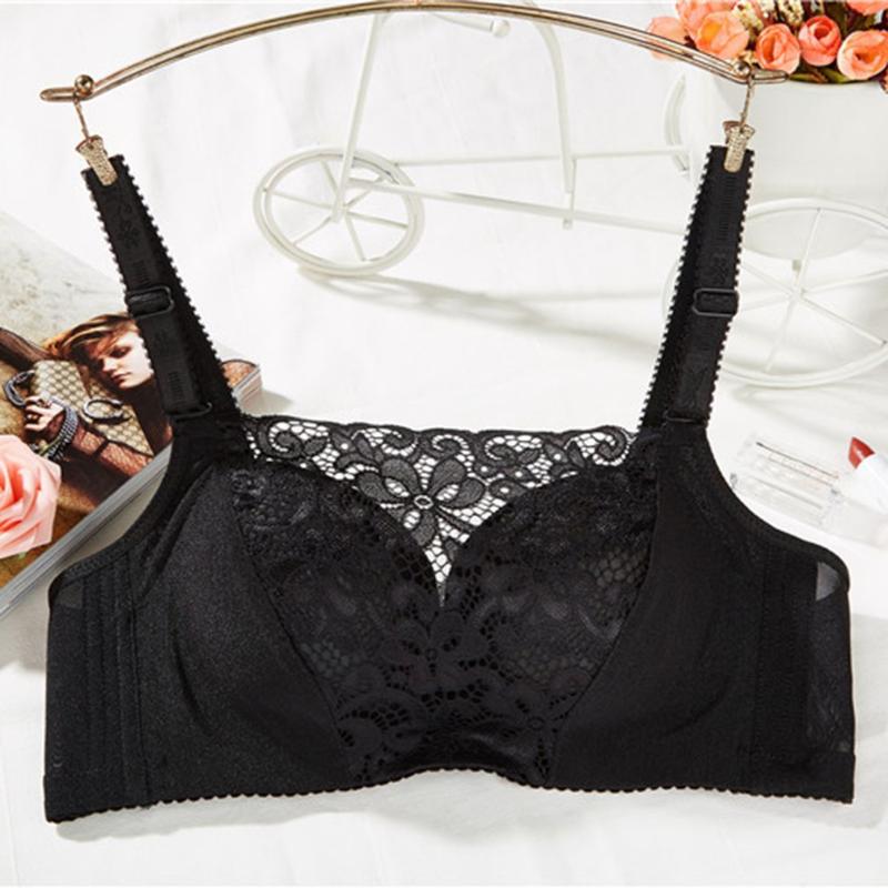 

1 Pc Women Anti Emptied Sexy Three Quarters Cup Bra Thin Push-up Wrapped Chest Lace Underwear Brassiere with Detachable Straps, Black