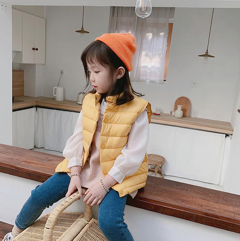 

Winter fashion boys girls warm Lightweight down vests kids casual all-match 5 colors Down waistcoats 2-6Y, Beige