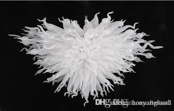 

LR386-Modern Style Blown White Glass Chandelier Light Decorative LED Chain Chandelier Hotel Decor Crystal Chandelier Light