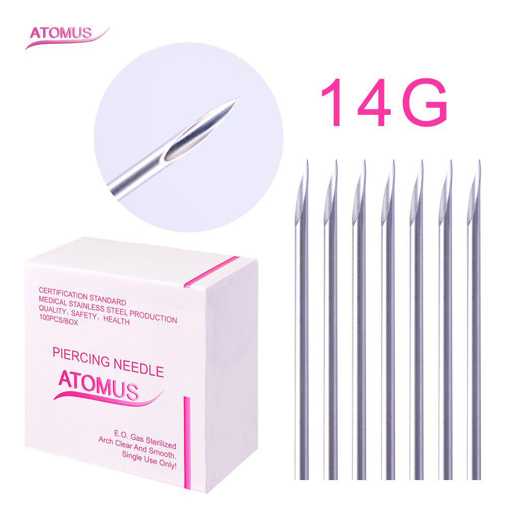 

New 100Pcs/Box 14G 16G 18G Disposable Tattoo Sterile Body Piercing Needles Ear Nose Navel Nipple for Body Art Tattoo Supplies