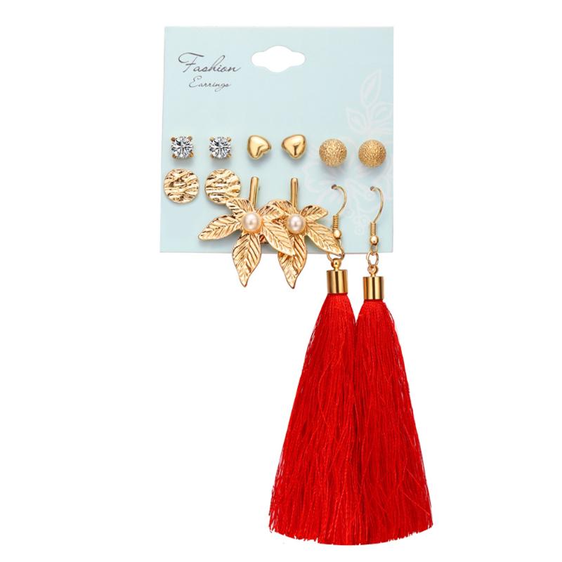

Hoop & Huggie One SET Classic Red Long Tassel Acrylic Earrings For Women Bohemian Big Dangle Drop Earring Female Fashion Jewelry