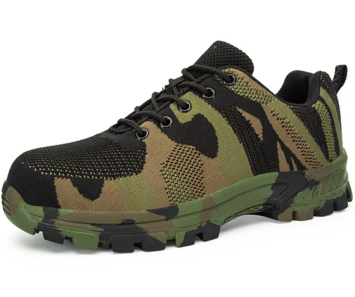 

large smash anti puncture labor protection shoes anti slip safety protection steel head shoes fly woven breathable sports shoes yakuda local online store mens, Army green