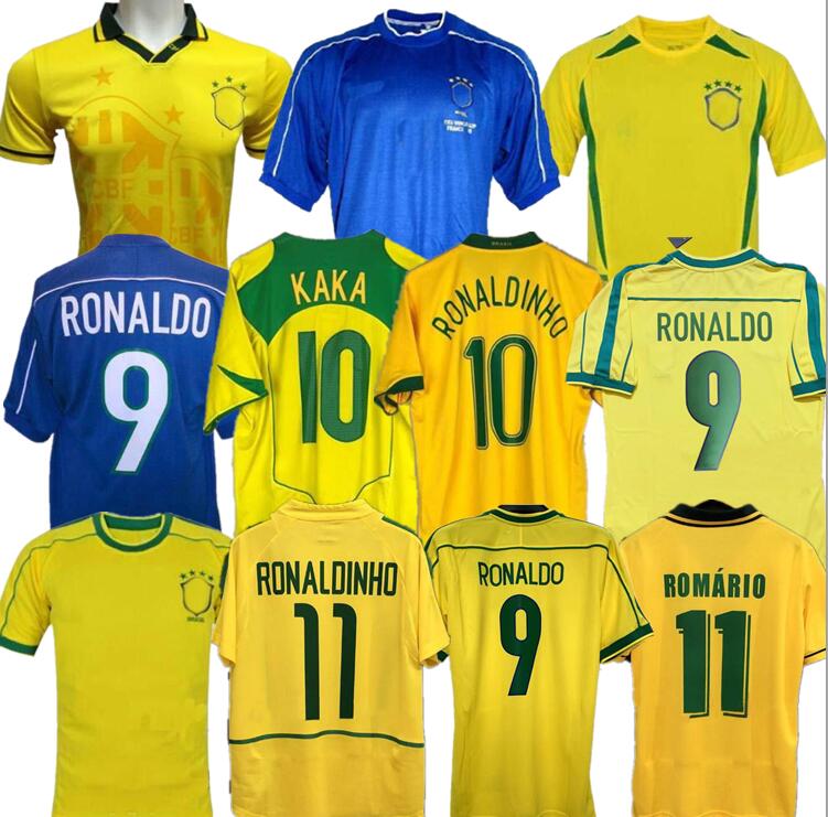 

1998 home soccer jerseys 2002 retro ZICO shirts Carlos Romario Ronaldo Ronaldinho 2004 camisa de futebol 1994 BEBETO 2006 Brasil kaka, Yellow