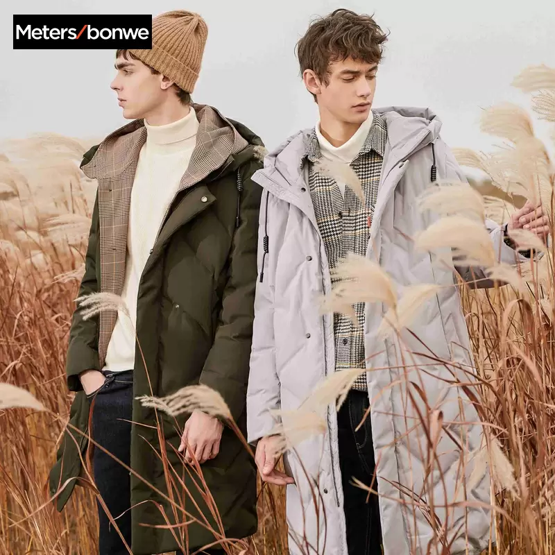 

Metersbonwe 2019 Long Down Winter Jackets Business Long Thick Winter Down Coat Men Solid Fashion Overcoat Outerwear Warm, Shadow black
