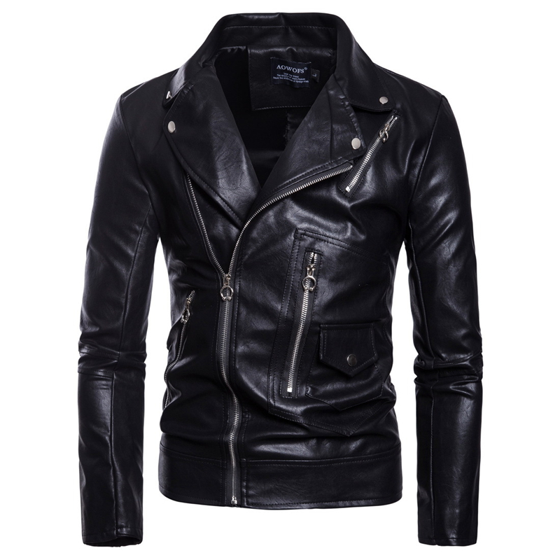 

2019 New Motorcycle Leather Jacket Men Casual Biker Jacket Slim Fit Zippers Male Faux Leather Jackets Coats Clothing -5XL,B028, B028 black