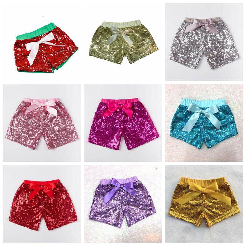 

Children Girls Sequins Shorts Pants Kids Designer Clothes Infant Glitter Bling Dance Boutique Casual Pants Fashion Bow Princess Shorts C300, Mixed colors;random delivery