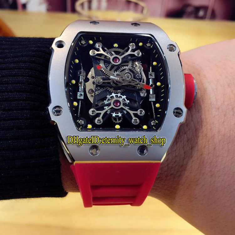 

High Quality RM 27-01 Nadal Skeleton Dial Japan Miyota Automatic RM27-01 Mens Watch Silvery 316L Steel Case Red Rubber Strap Sport Watches, Box