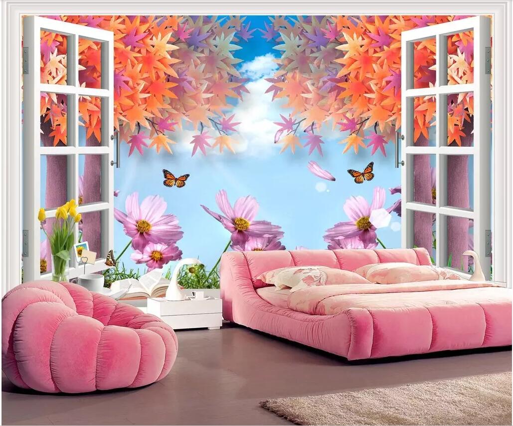 

custom photo 3d wallpaper Children's room flowers butterfly scenery background living room home decor 3d wall murals wallpaper for walls 3 d, Non-woven wallpaper