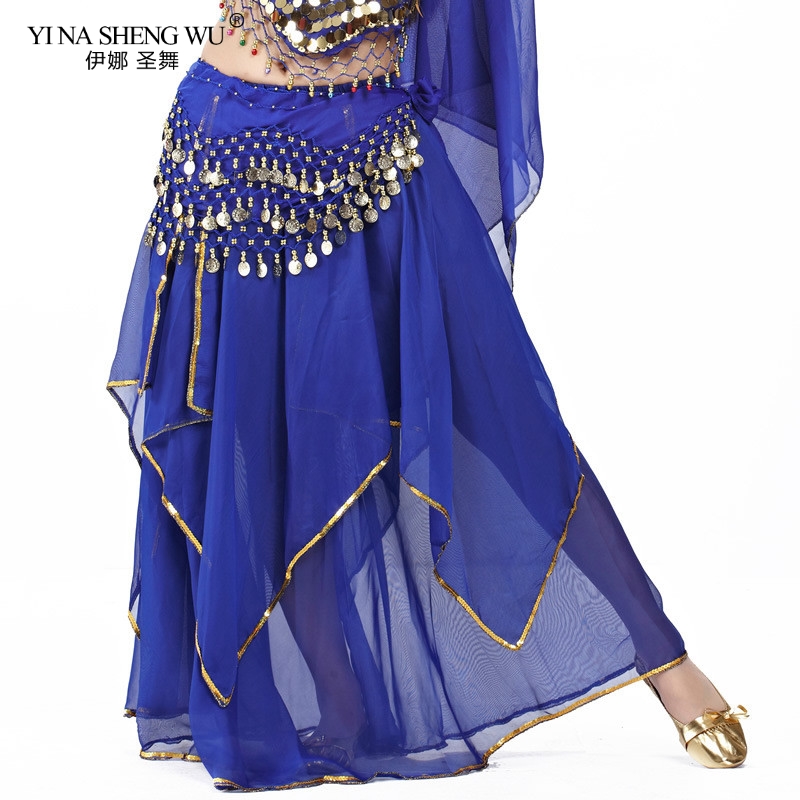 

Belly Dance Skirt Professional Competition Sexy Chiffon For Women Belly Dance Skirt Costume Dancer 9 Color New, Royal blue