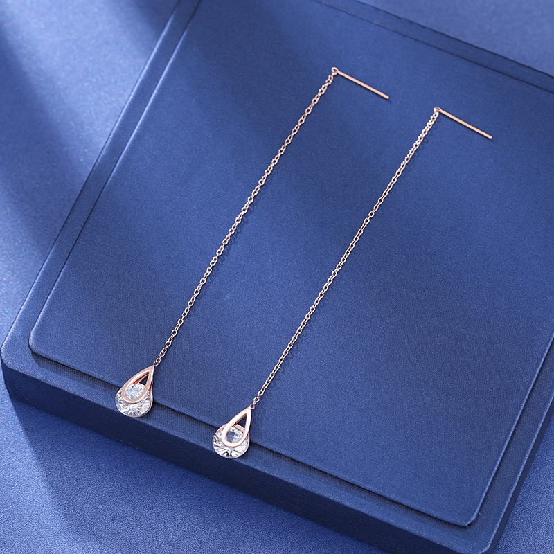 

2019 New Round Cubic Zirconia CZ Long Chain Dangle Earrings Rhinestone Crystal Bridal Drop Earrings for Wedding Bride Bridesmaids