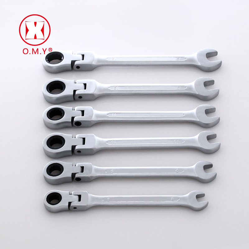 

OMY Adjustable Ratchet Wrench 8-19mm Wrenches Hand Tools Chromed Gear Spanner Flexible Head Combination Ratcheting Action Wrench