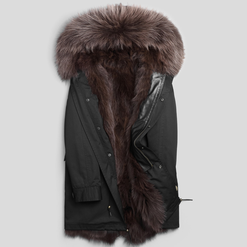

Fur One Pie Overcome Male Fur Inner Coat Long 2019 New Leather Leather Jacket 133, Black plus brown