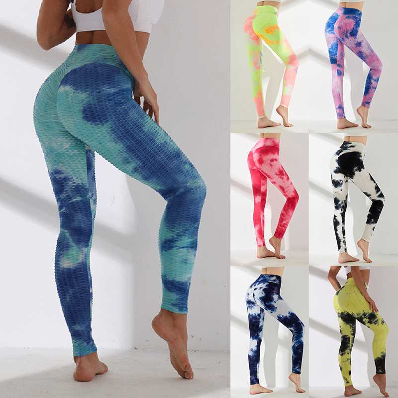 

Women High Waist Leggings Sport Printed Fitness Yoga Pants Seamless Workout Gym Leggings Stretchy Scrunch BuRunning Legging, Light blue