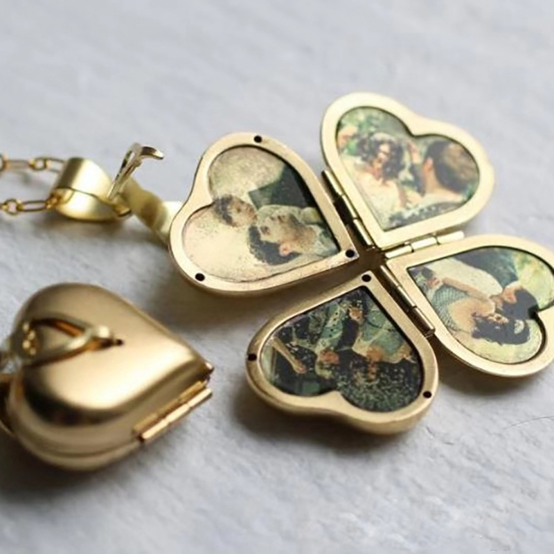 

Pure copper can open locket multi-photo necklace multi-layer love photo box pendant
