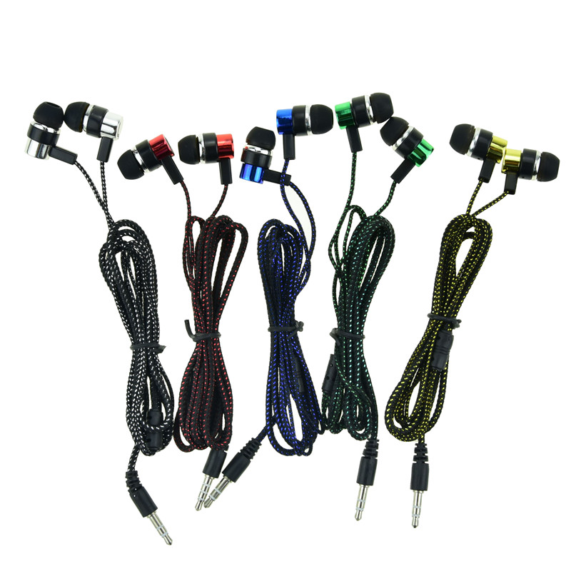 

Braided Bulk In Ear Earphones Earbuds Headphones Headsets for Mp3 MP4 mobile phone 5 colors, Mixed color