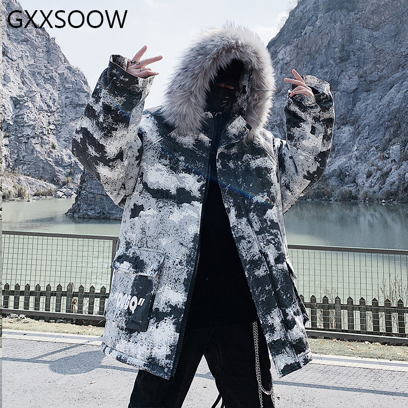 

2019 Winter Parkas Jackets Men Hip Hop Thick Warm Coats Harajuku Fur Collar Coat Windbreaker Outwear Male PLUS SIZE 5XL MG374, Color 2