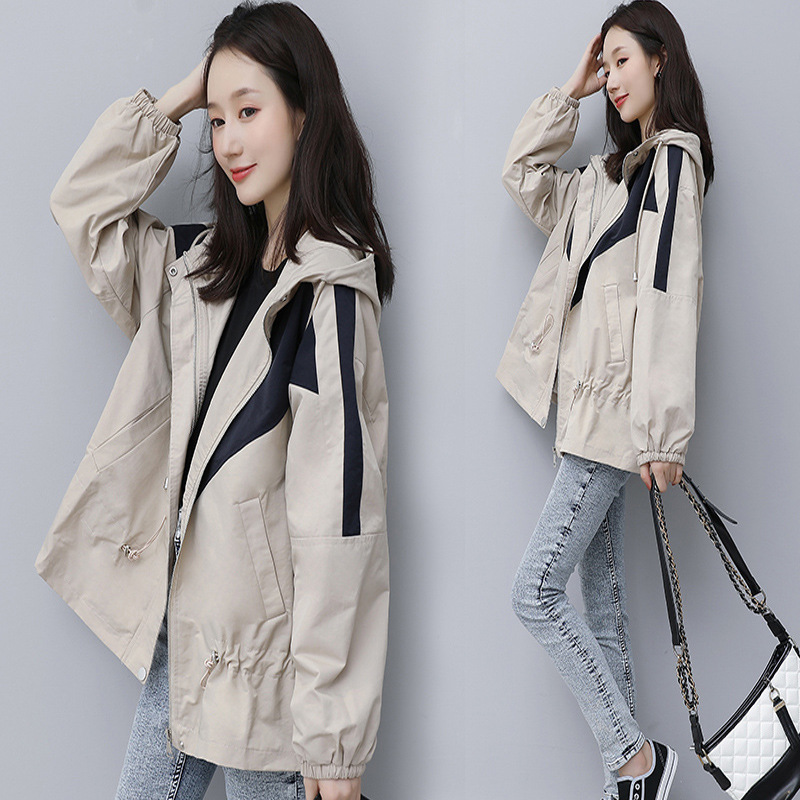 

Spring 2020 new Korean version loose short windbreaker women' coat fashion spring and autumn long small, Beige