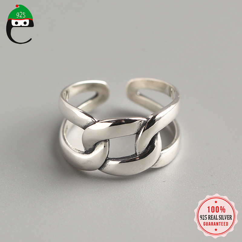 

Cluster Rings ElfoPlataSi Genuine Minimalist 925 Sterling Silver Fashion Geometric Cross Opening Ring For Women Wedding S925 Jewelry Y3-30