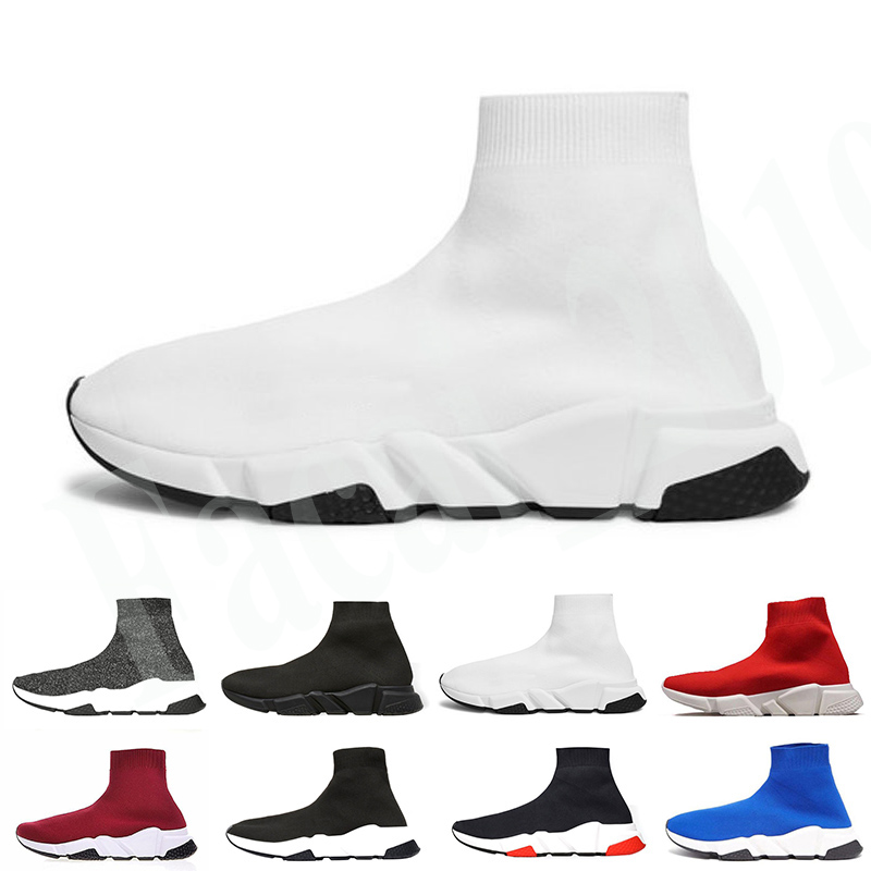 

2021 Designer Shoes Socks platform Speed Trainer Casual of triple Red bule white Flat mens womens sports Sneakers fashion size 36-45 k8, Color 1