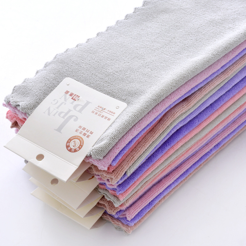 

4 pcs household microfiber towel double-sided brushed square 30 * 30 plain square microfiber towel hand, Four colors mixed