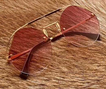 

0325/S Cyclamen Metal Round Sunglasses Pink Gradient Lens Rimless Sunglasses Ladies rimless Sunglasses Shades New with Box