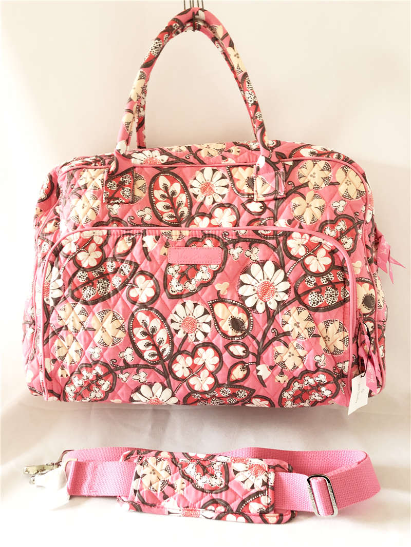 

Cotton Travel Bags Iconic Weekender Winter Berry Zip Closure Travel Bag with Luggage Sleeve Overnight Bag for Ladies Designer Duffel
