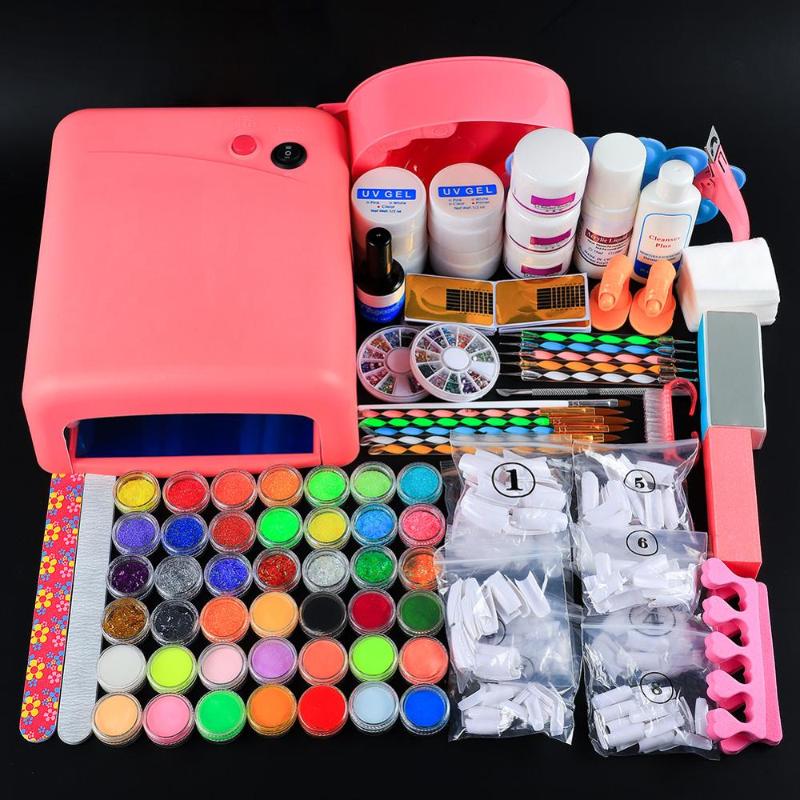 

COSCELIA Manicure Set Acrylic Nail Art Kit Gel Nail Polish 36w UV LED Lamp Set Tools Kit UV Builder Gel All for Manicure