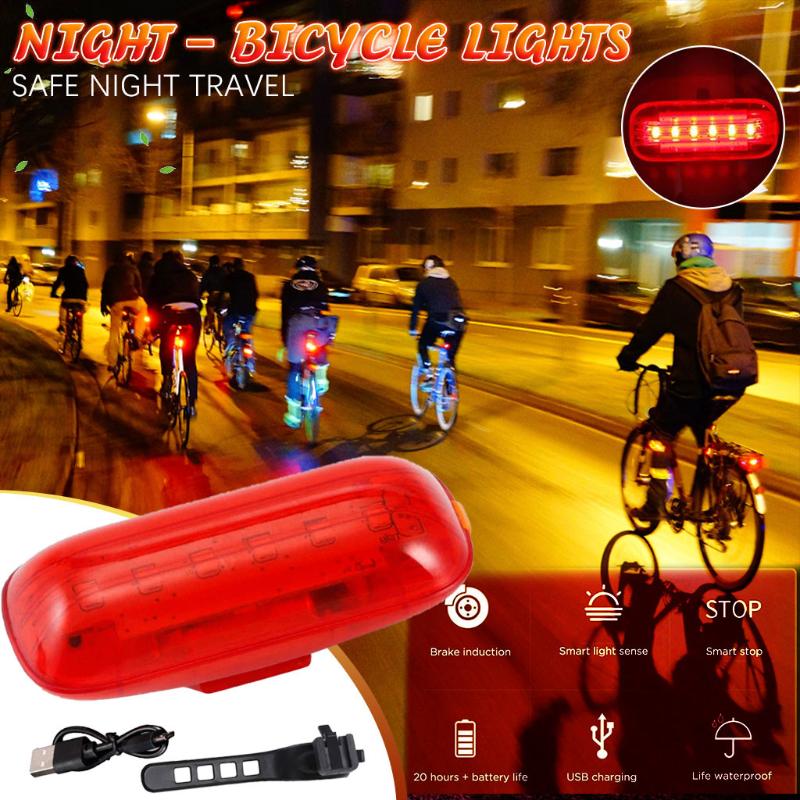 

Smart Sensing Bicycle Tail Light Mountain Bike Night Waterproof Safety Led Warning Light USB Rechargeable Bicycle Lights
