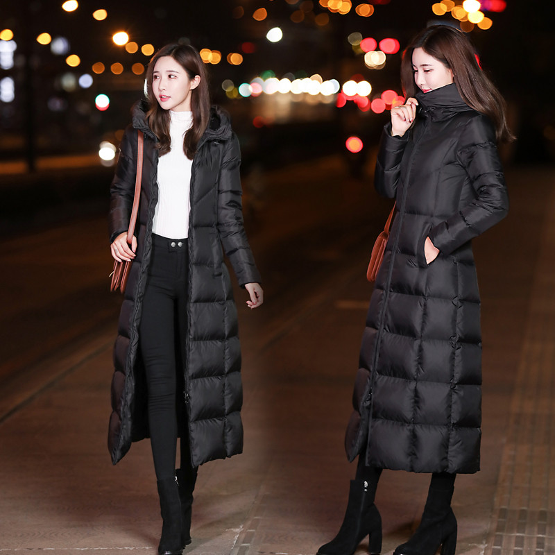 

Winter Women Outerwear 2019 New Medium Long Hooded Large Size Female Down Jacket Slim High Quality Ladies Down Jacket Qw138, Black