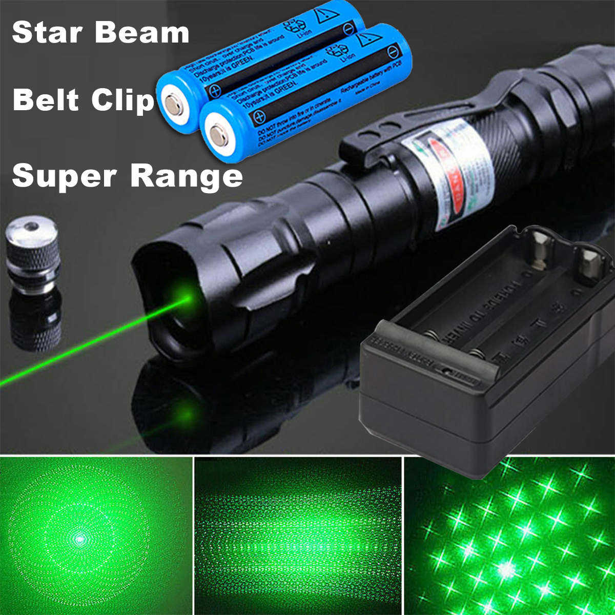 

Teaching 900Miles Powerful 2in1 Green Laser Pen Pointer Star Cap 5mw 532nm Cat Toy Military 009 Green Laser Belt Clip+18650 Battery+Charger