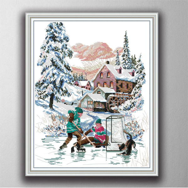 

Ice hockey Handmade Cross Stitch Craft Tools Embroidery Needlework sets counted print on canvas DMC 14CT /11CT