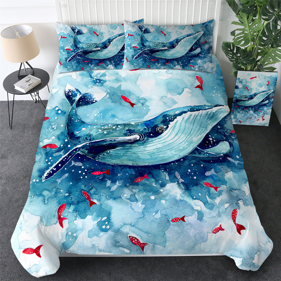 Whale Bedding Set Watercolor Animal Duvet Cover Set Blue And White Home Textiles Red Fish Ocean Sea Bedclothes Black Duvet Cover King Comforter From Wholesale1991 65 33 Dhgate Com