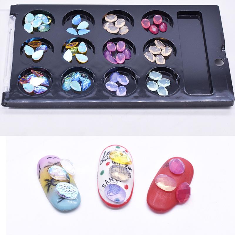 

12-color / box Nail Jewelry Super Flash Resin Flat Shaped Protein Symphony Diamond Water Drop Oval 12-Color Art Decoration