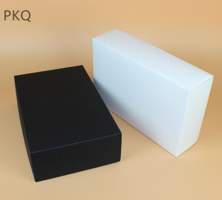 

10Pcs 28x18x8cm Clothes Packing Box White Kraft Present Box Blank Black Gift Storage Boxes with cover Cardboard Carton