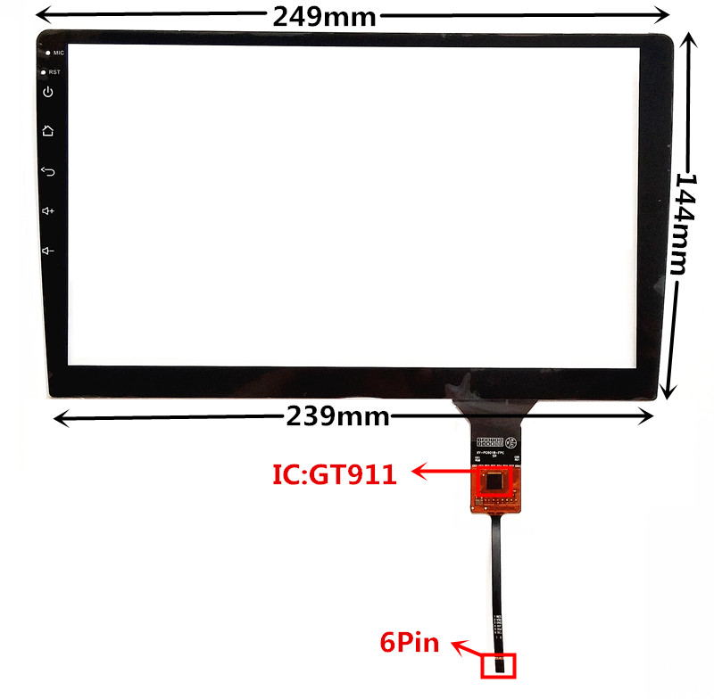 

10.1 inch GT911 Capacitive Touch Digitizer for Car DVD GPS navigation multimedia Touch screen panel Glass