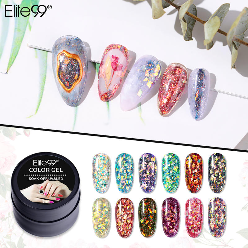 

Elite99 5ml Glitter Gel Nail Polish Semi-permanent UV Varnish Soak Off Sequins Nails Gel Polish Nail Art Manicure Lacquer, 34005