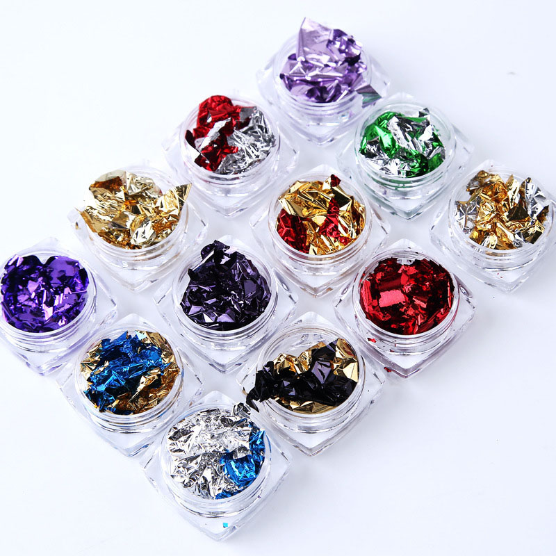 

New Hot 12 Color Foil Paillette Chip Nail Art Flakes Design Decoration Sticker Fashion Glitter Decals Set SMR88