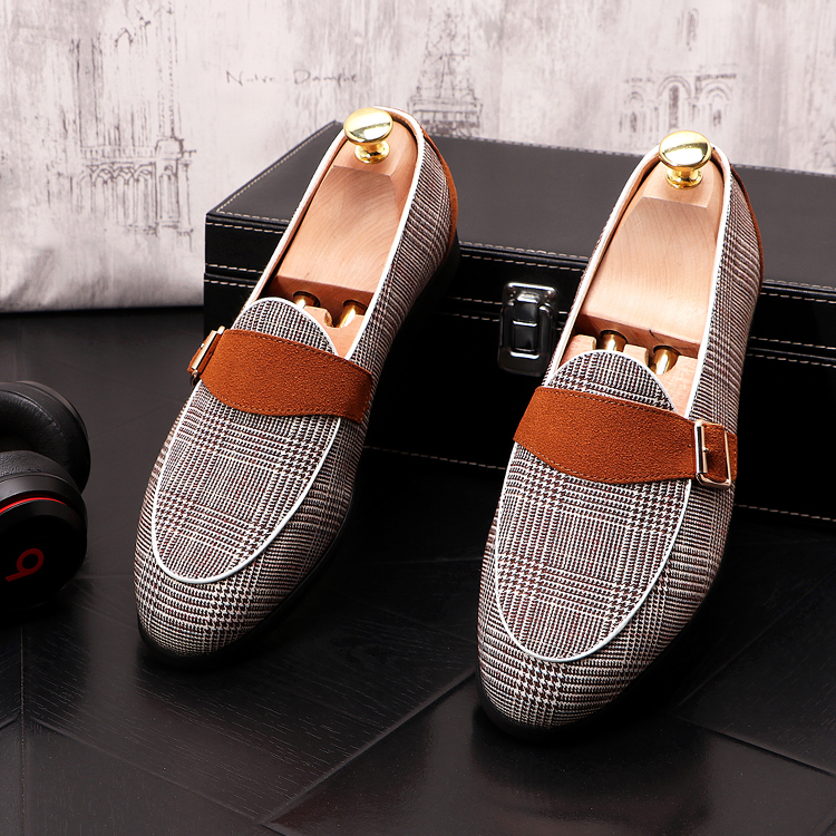 

Luxury Men's Designer Casual Shoes Men's Business Shoes Check Loafers Smoking Slippers 287