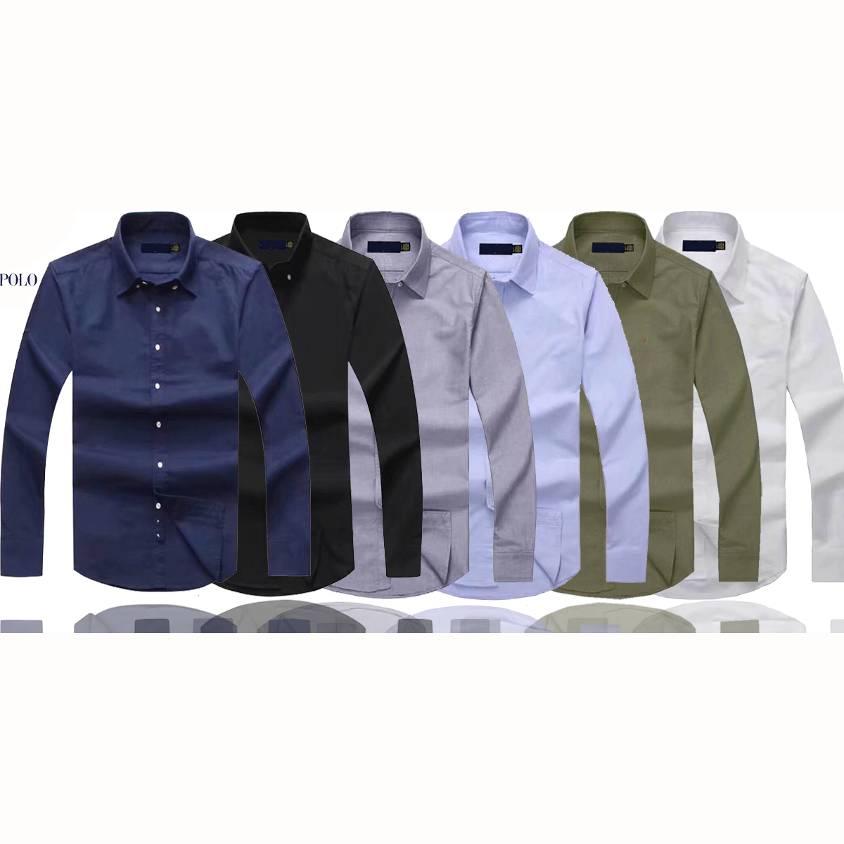 

mens polo shirt long sleeve Casual Solid shirt American style Polos Shirts fashion Oxford social shirts best, Red