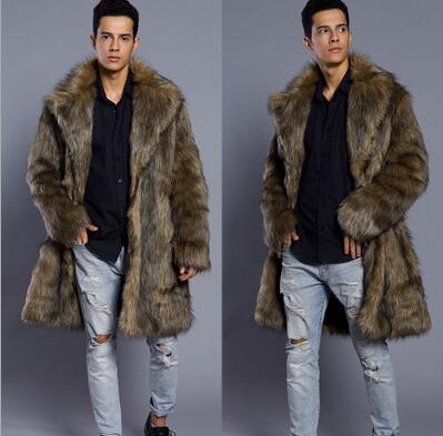 

Autumn long faux mink leather jacket mens winter thicken warm fur leather coat men slim jackets jaqueta de couro B28, Brown