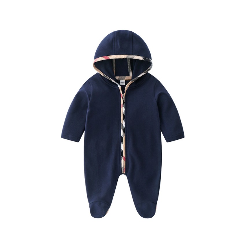 

Retail 2020 New Arrivals Spring Autumn Baby Rompers Cute Infant Baby Long Sleeve Jumpsuits Cotton Toddler Onesies With Hat Newborn One-Piece, Blue