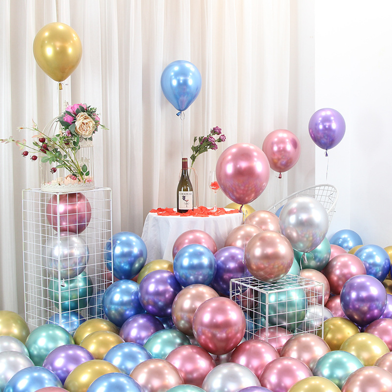 

Stock 50pcs/lot 12inch New Glossy Metal Pearl Latex Balloons Thick Chrome Metallic Colors Inflatable Air Balls Birthday Party Decor