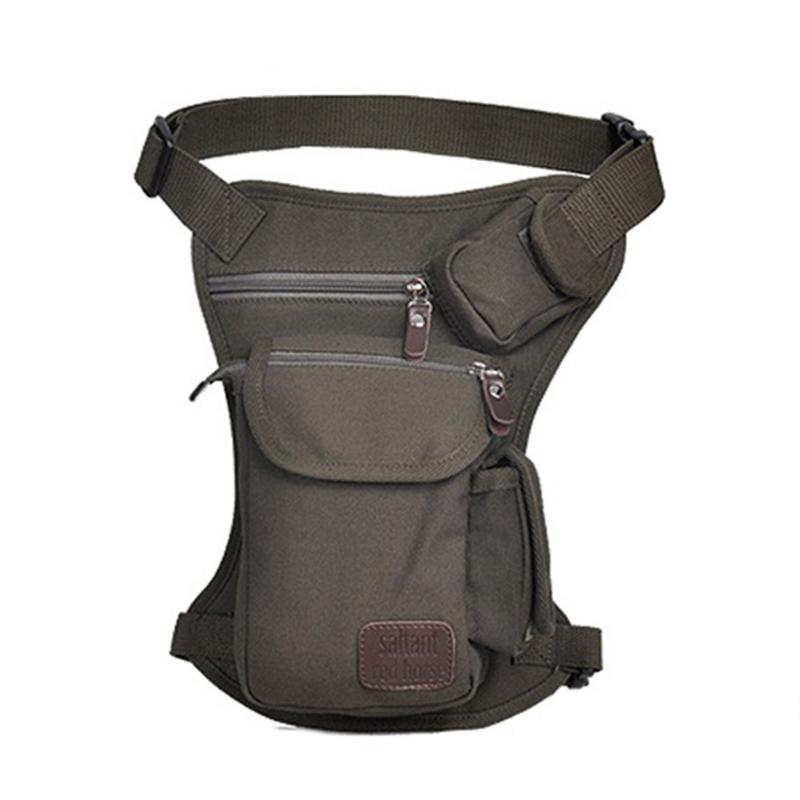 

Men Canvas Drop Leg Bag Waist Bag Fanny Pack Belt Hip Bum travel Multi-purpose Messenger Shoulder Bags, Black