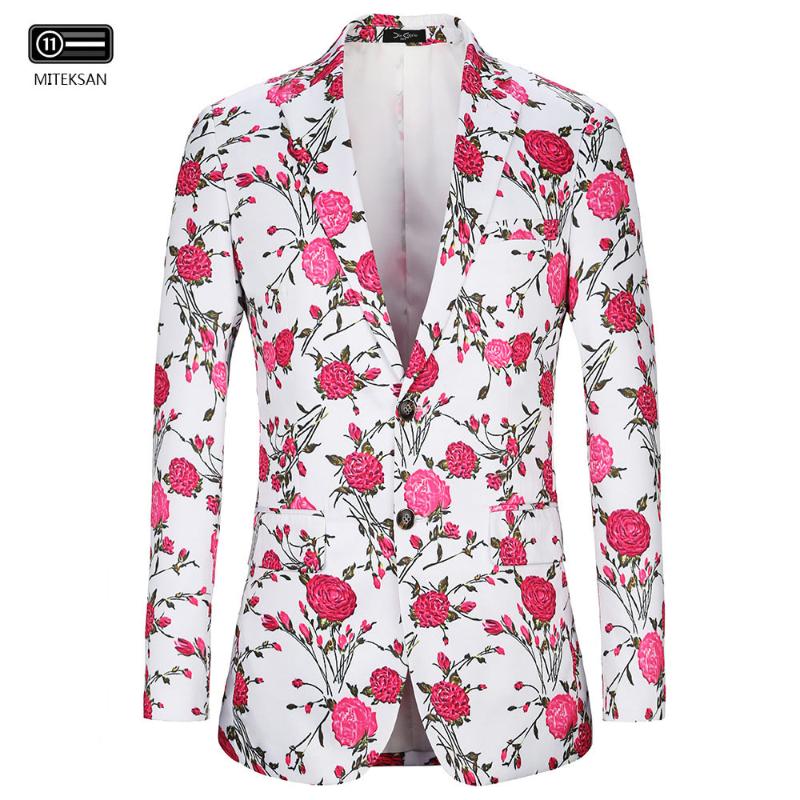

Men's Suits & Blazers 2021 Valentine's Day Rose Printed Men Blazer Fashion Casual Streetwear Wild Slim Fit 58 Single-breasted Hombre Jackets, Festival