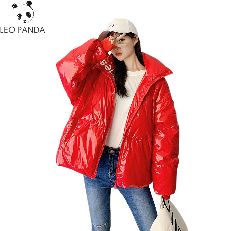 

2019 7 Colors Glossy Down Parka women Waterproof Coat Embroidery jacket large size Loose Winter Warm Thick Parka Women Jacket, Red