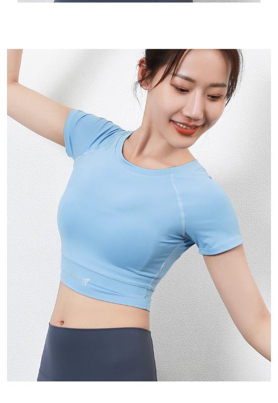 

Women Yoga Top Seamless Sport T Shirts Fitness Clothes Short Sleeve Yoga Shirt Gym Top Running Active Sportswear for girls, Color 8