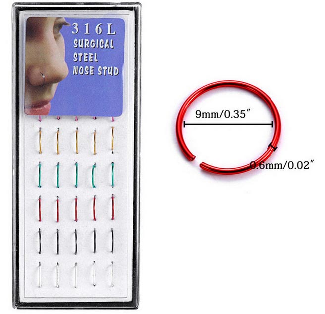 

40pcs/box Women Stainless Steel Round Nose Ring Piercing Earring Stud Body Jewelry Nasal Septum Piercing Clip