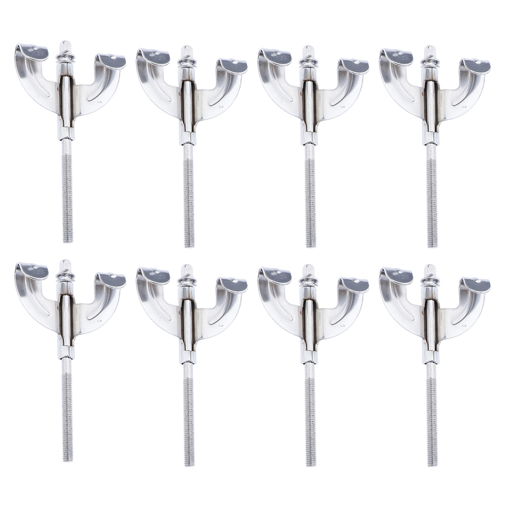 

8x Bass Drum Claws And Tension Rods Drum Parts Accessories Assembly Mount